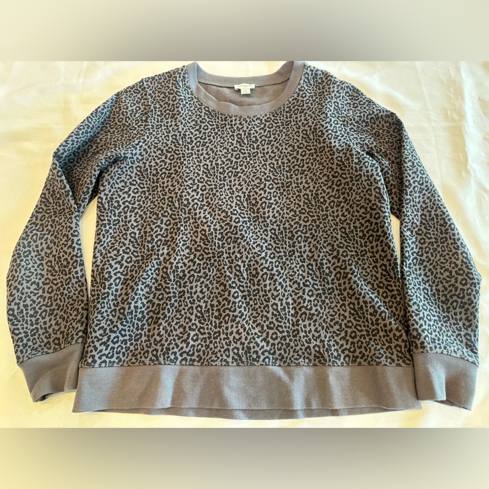 J. Crew Grey and Black Leopard Print Sweatshirt Size Small